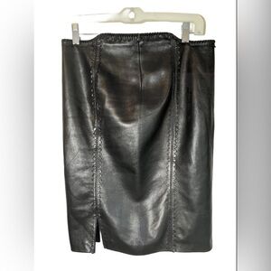 Vintage Versace Leather MIDI Scalloped Detailing Skirt Size 40 or US S